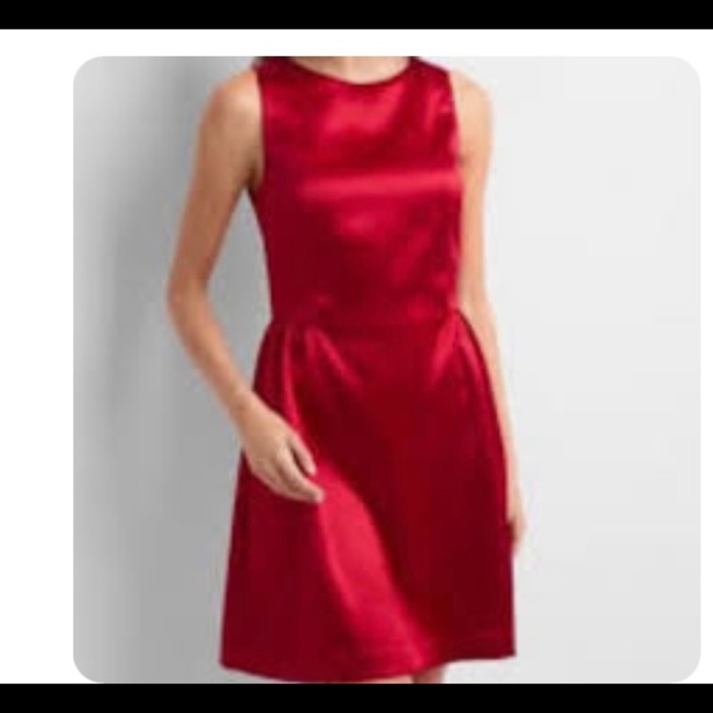 Gap fit and flare red satin dress NWT